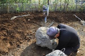 庭石据え付け面の確認