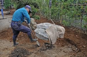 手水鉢の位置決め