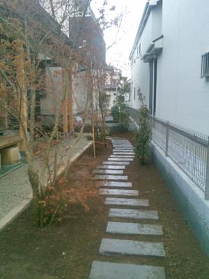 既存通路を包む植栽