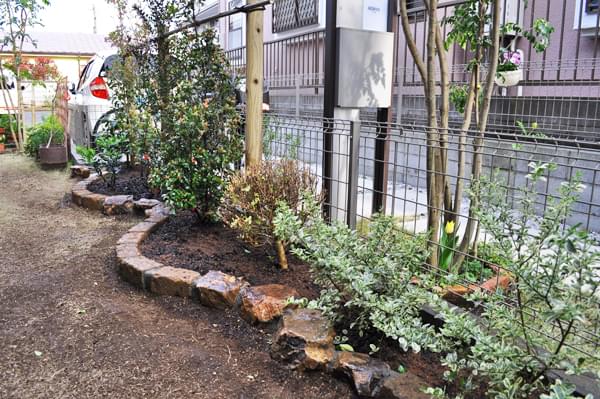 花壇と植栽の全景