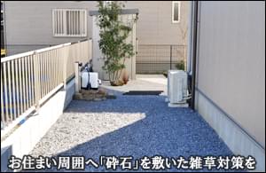 建物横の通路へ砕石・砂利敷きによる雑草対策を-茂原市Ｔ様邸