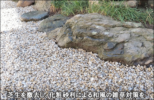 雑草対策 防草シート 砂利敷きその他 の施工例 千葉県 東京都の造園 植栽 庭施工 造園業専門店 新美園