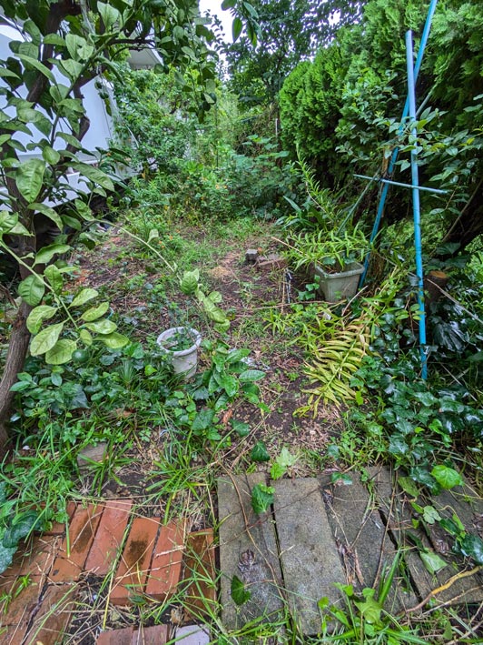 雑草対策施工前の専用庭